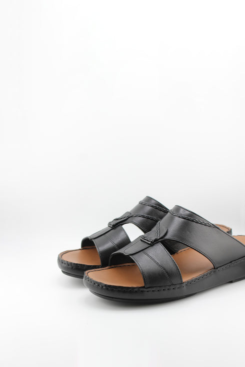 DFC Relax Men Leather Slide Sandals with Stitch Detail